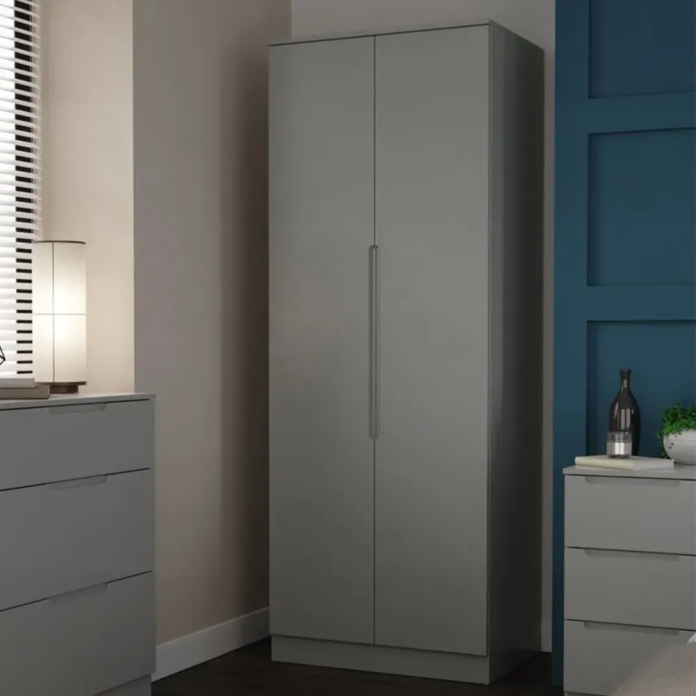 Milan 2 Door Tall Double Wardrobe - Dusk Grey