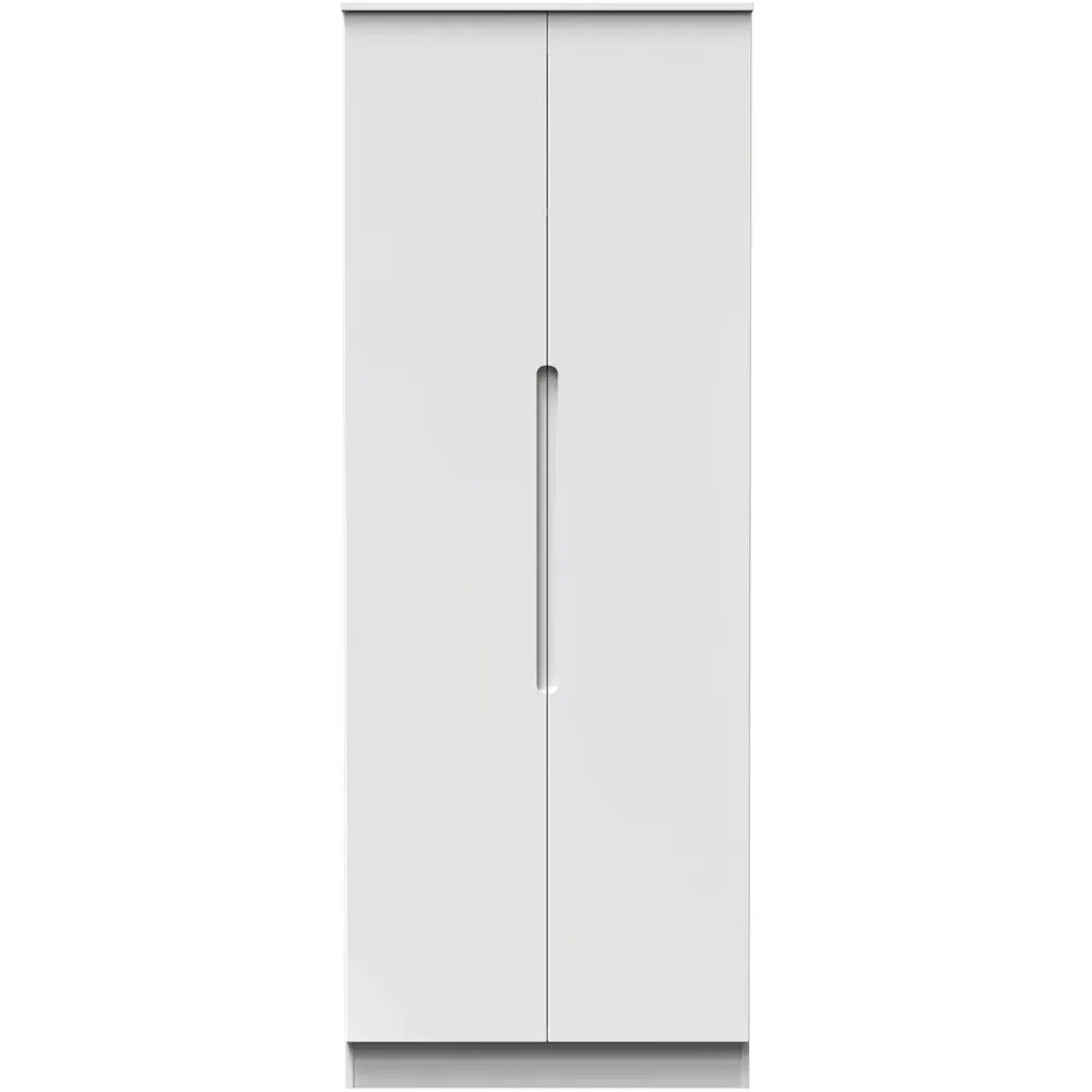Milan 2 Door Tall Double Wardrobe - Gloss White