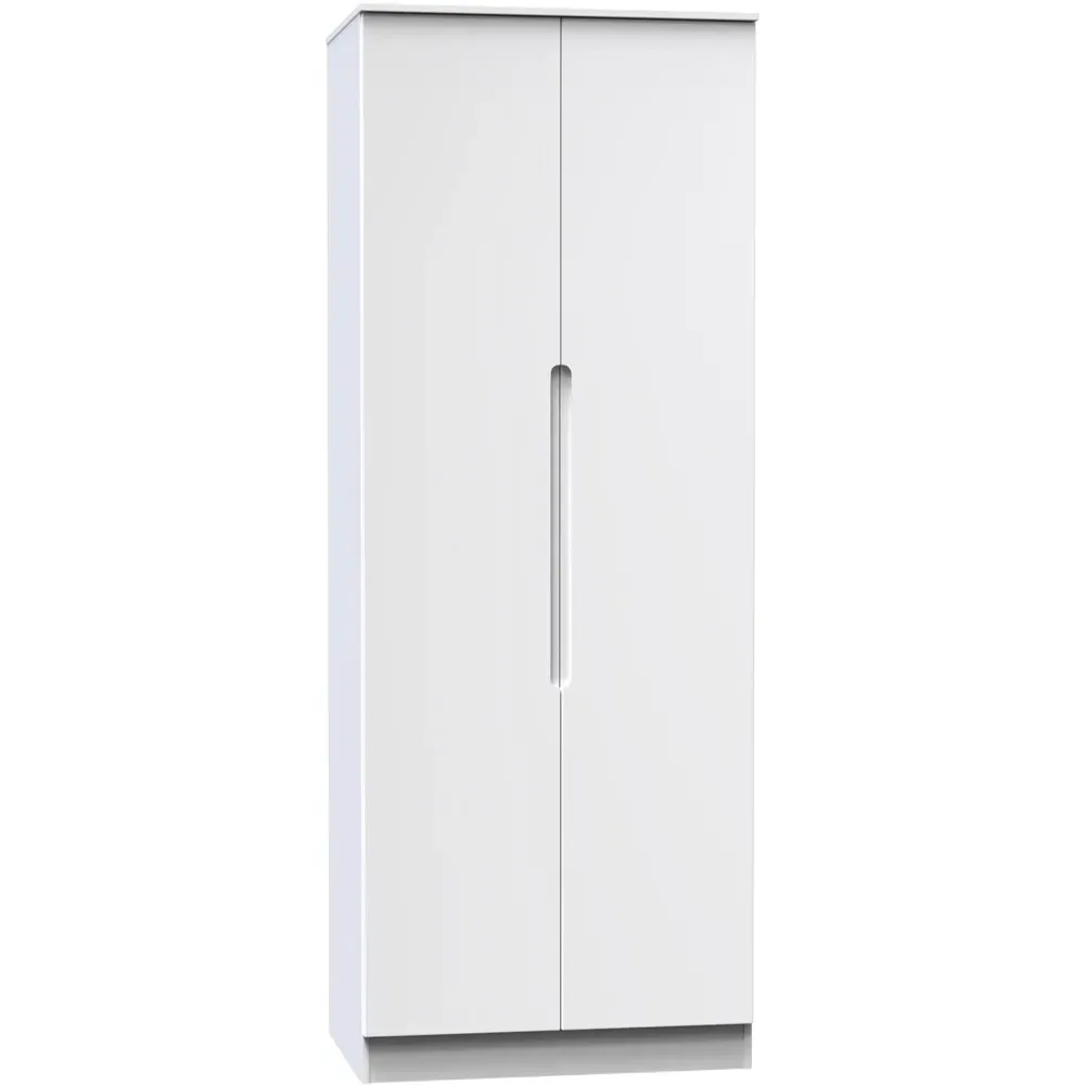Milan 2 Door Tall Double Wardrobe - Gloss White