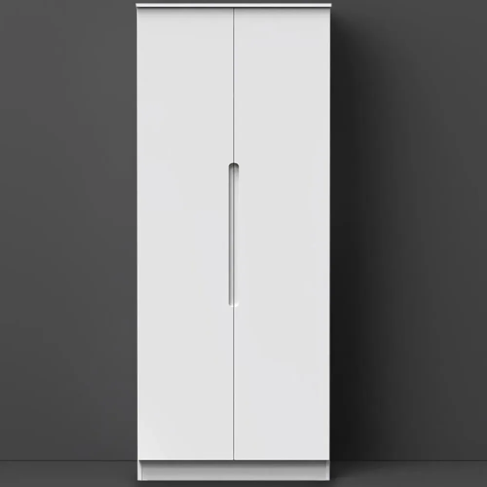 Milan 2 Door Tall Double Wardrobe - Gloss White