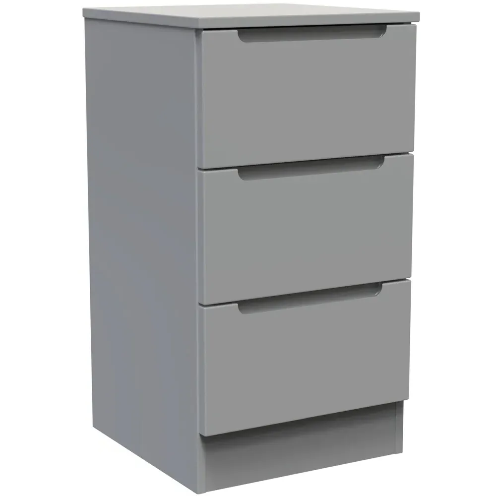 Milan 3 Drawer Bedside Table - Grey
