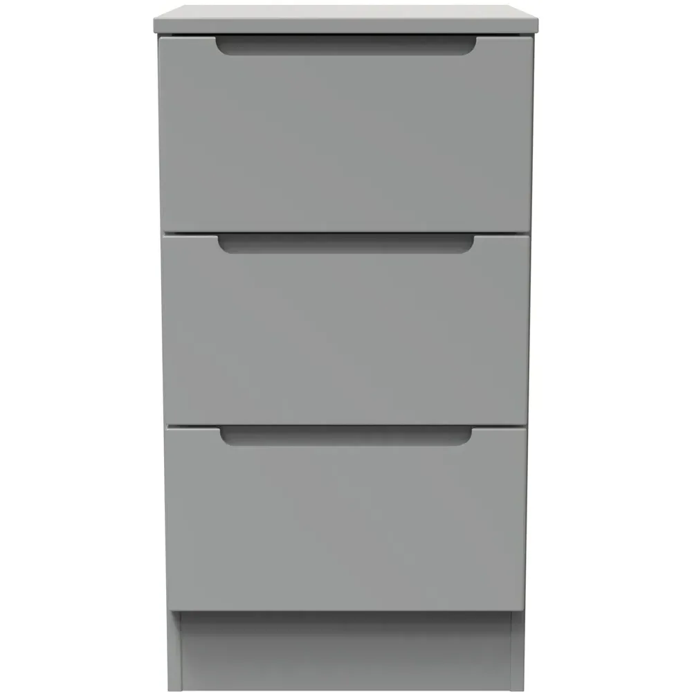 Milan 3 Drawer Bedside Table - Grey