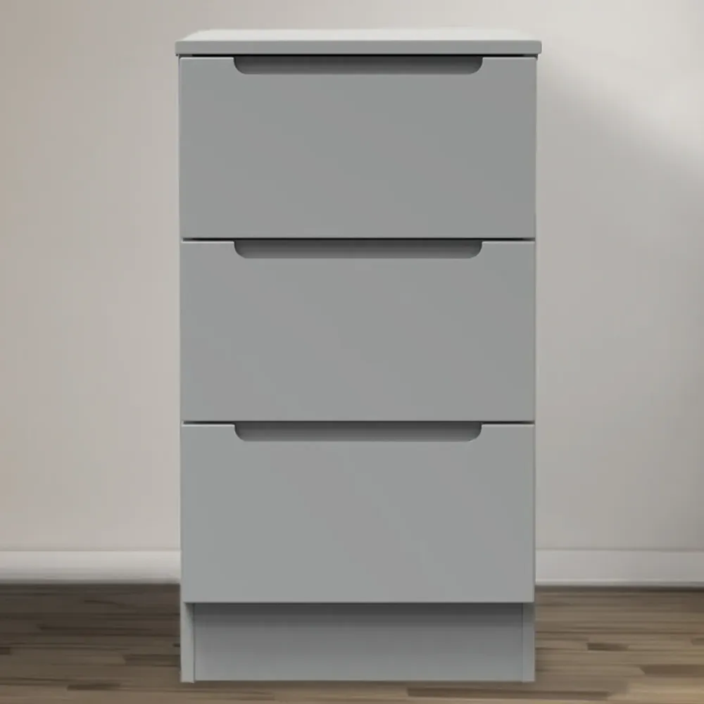 Milan 3 Drawer Bedside Table - Grey image