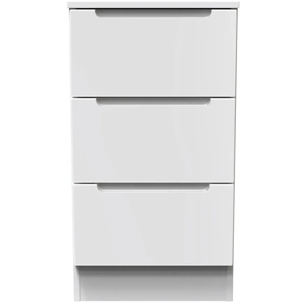 Milan 3 Drawer Bedside Table - White