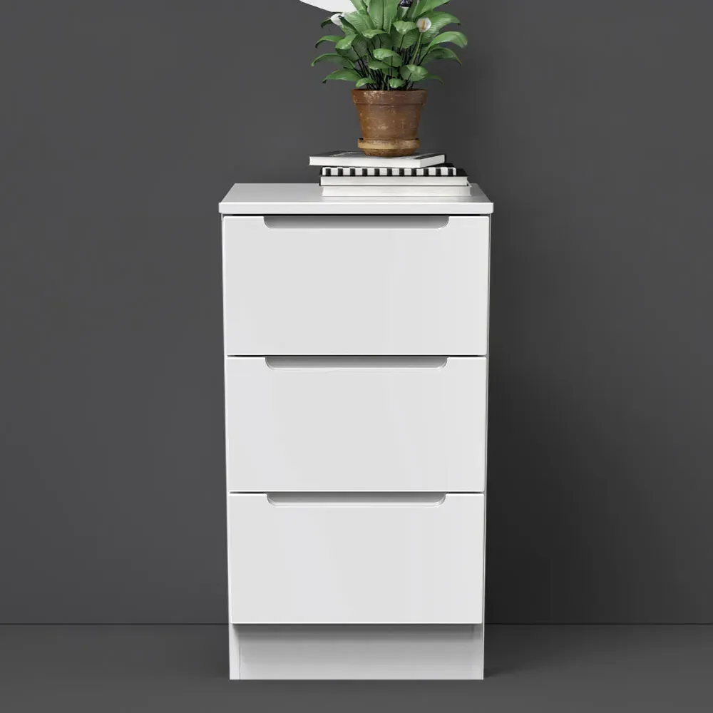 Milan 3 Drawer Bedside Table - White