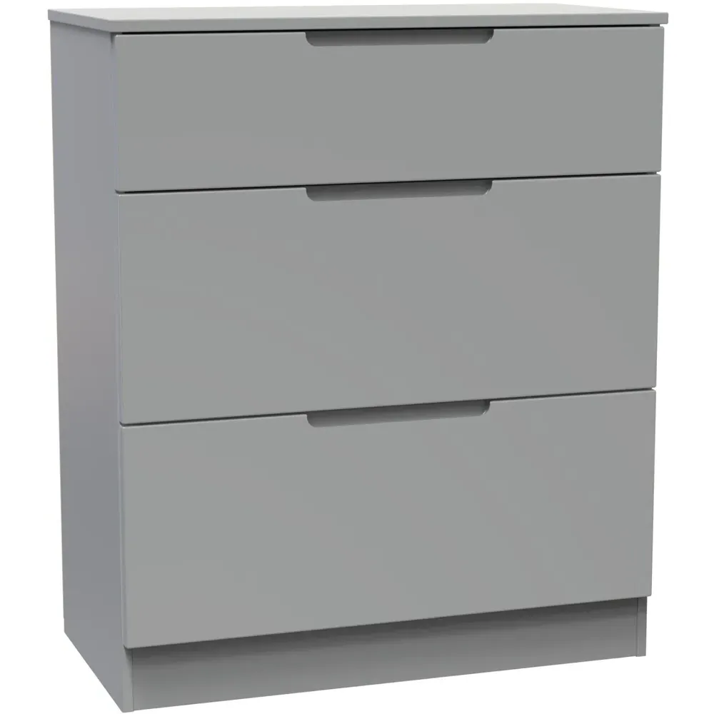 Milan 3 Drawer Deep Chest of Drawers - Grey