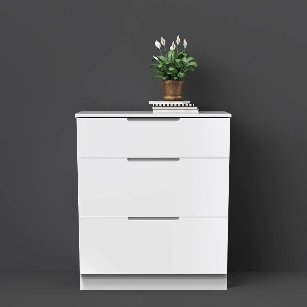 Milan 3 Drawer Deep Chest of Drawers - White