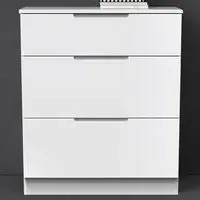 Milan 3 Drawer Deep Chest of Drawers - White