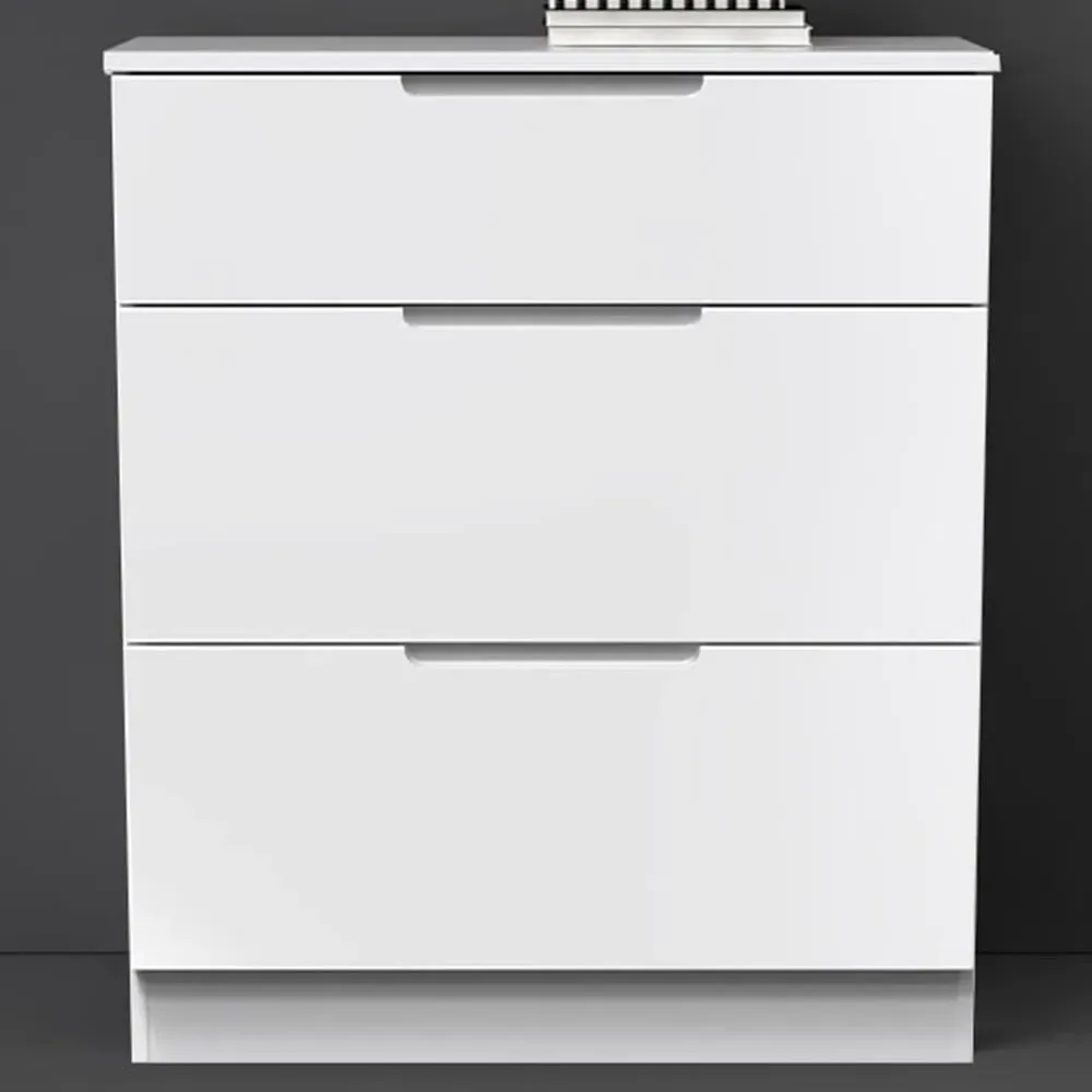 Milan 3 Drawer Deep Chest of Drawers - White