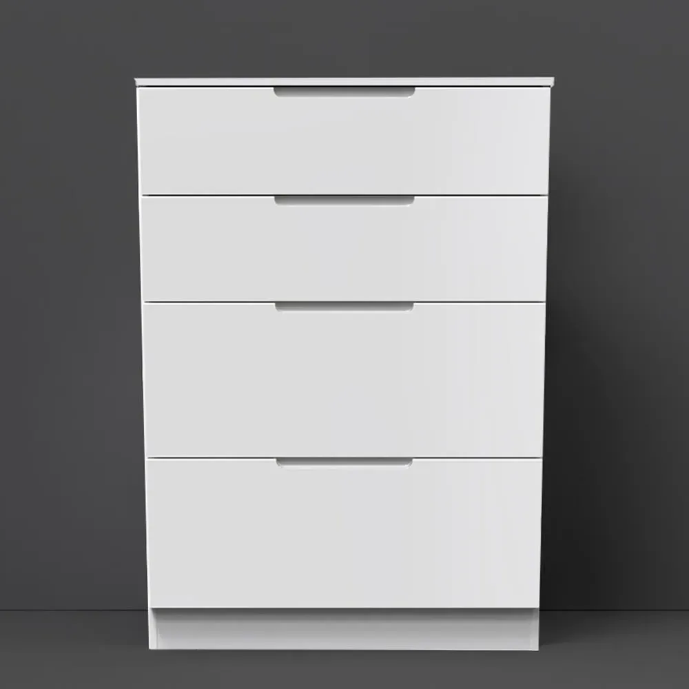 Milan 4 Drawer Deep Chest of Drawers - White