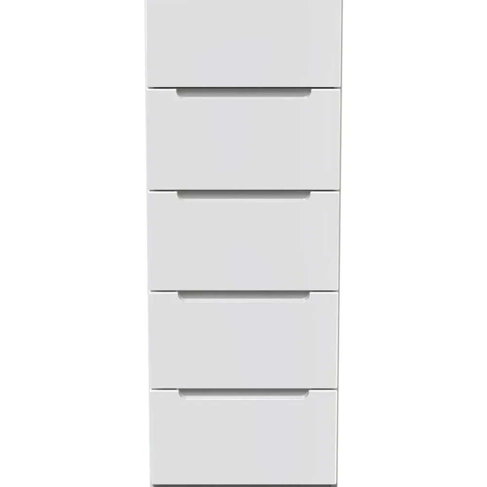 Milan 5 Drawer Chest of Drawers - Gloss White
