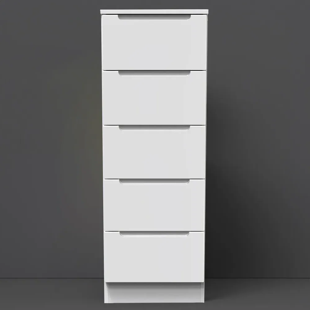 Milan 5 Drawer Chest of Drawers - Gloss White