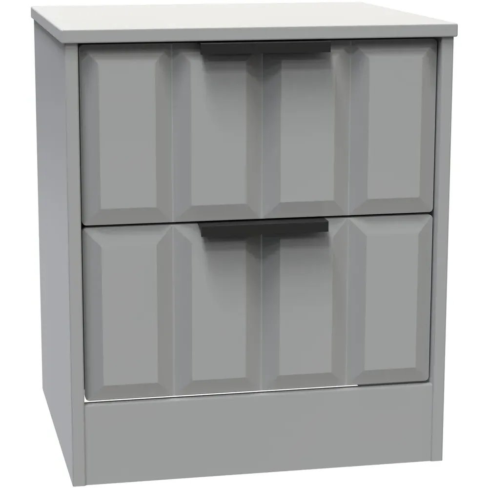 New York 2 Drawer Bedside Cabinet - Dusk Grey