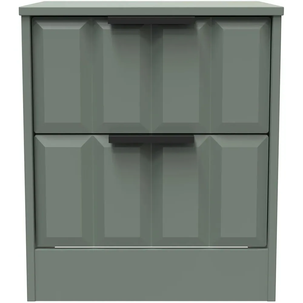 New York 2 Drawer Bedside Cabinet - Reed Green