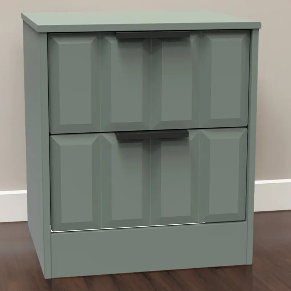 New York 2 Drawer Bedside Cabinet - Reed Green
