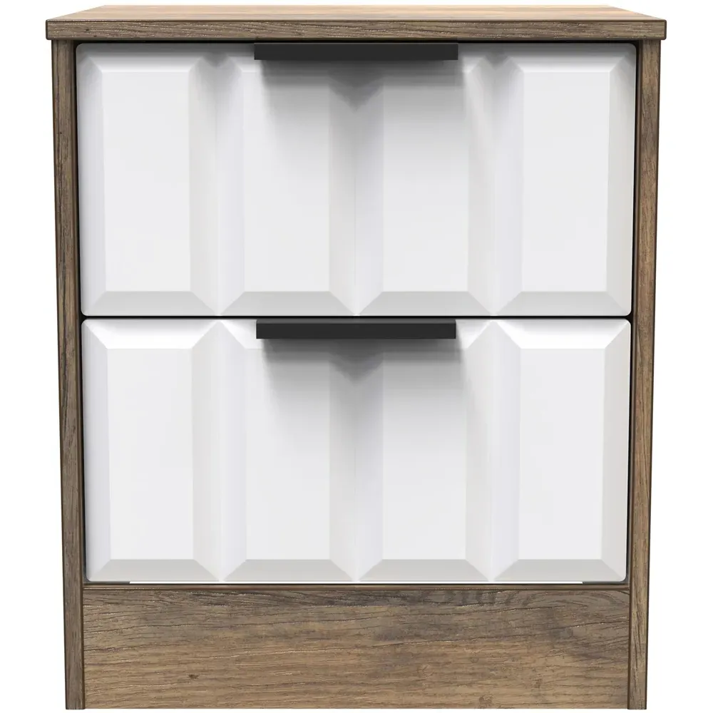 New York 2 Drawer Bedside Cabinet - White, Oak