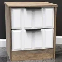 New York 2 Drawer Bedside Cabinet - White, Oak