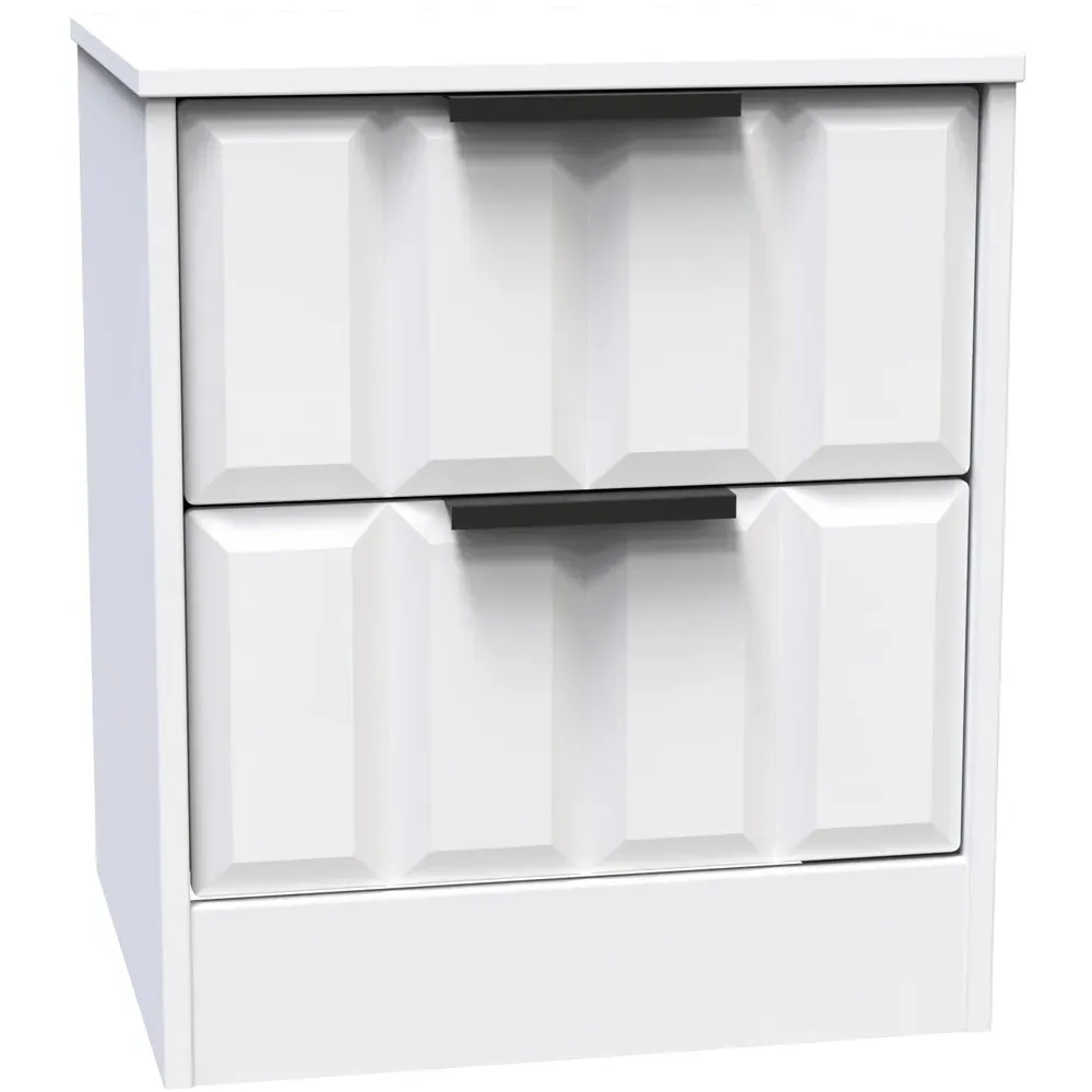 New York 2 Drawer Bedside Table - Matt White