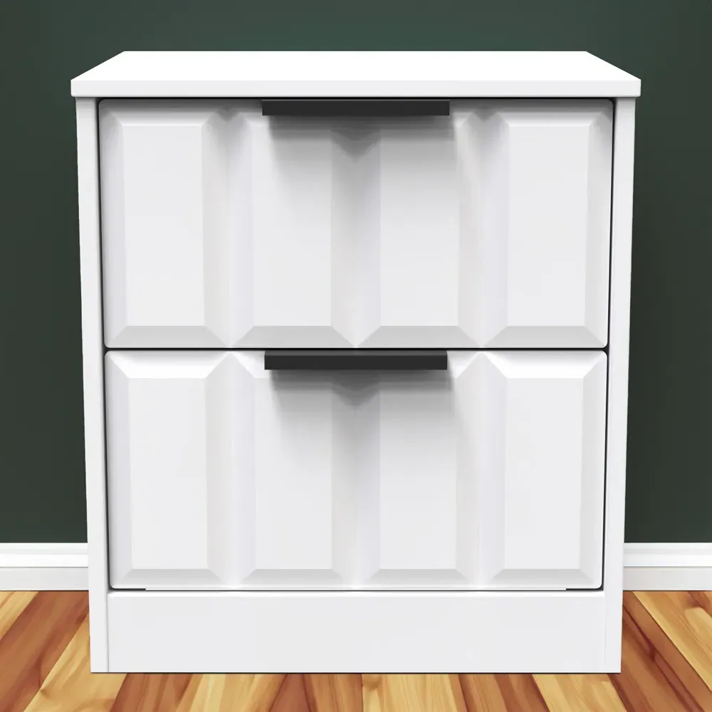 New York 2 Drawer Bedside Table - Matt White