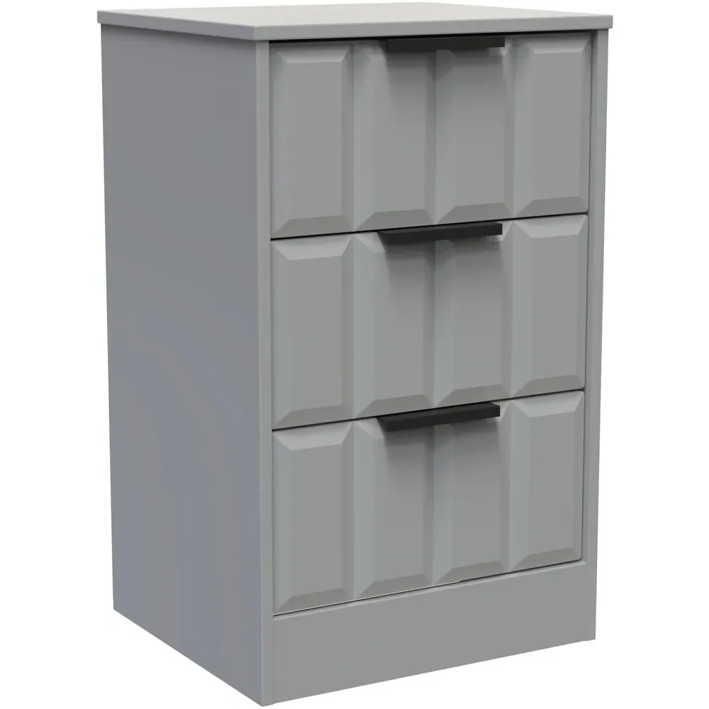 New York 3 Drawer Bedside Cabinet - Dusk Grey