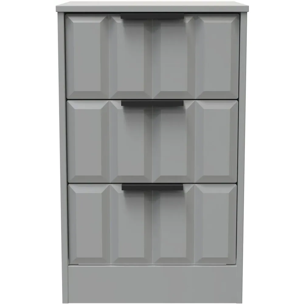 New York 3 Drawer Bedside Cabinet - Dusk Grey