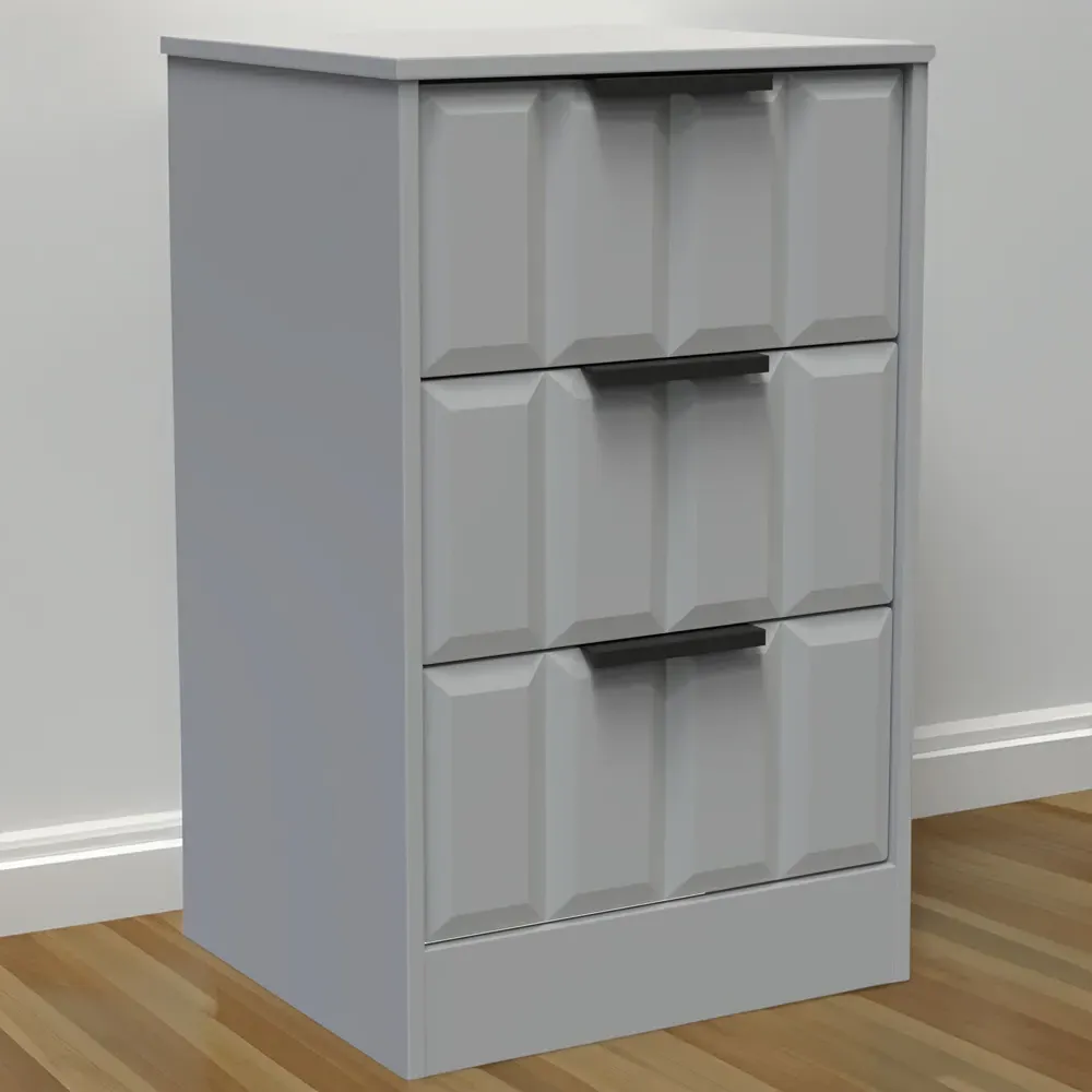 New York 3 Drawer Bedside Cabinet - Dusk Grey