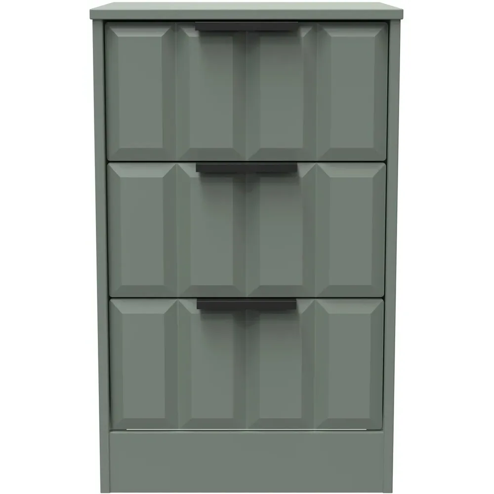 New York 3 Drawer Bedside Cabinet - Reed Green