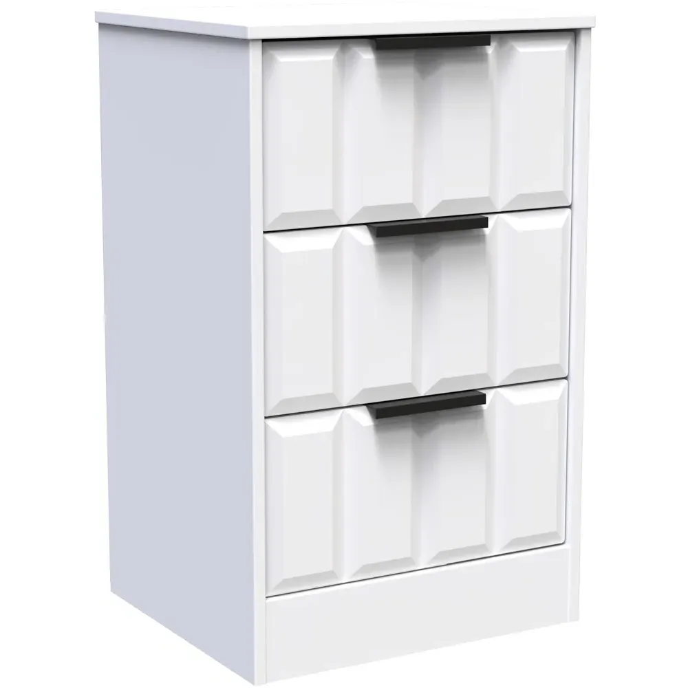 New York 3 Drawer Bedside Table - Matt White