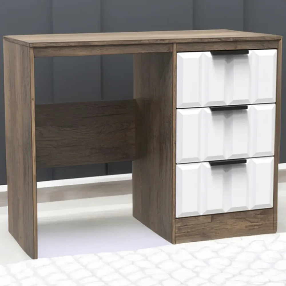 New York 3 Drawer Dressing Table - White, Oak