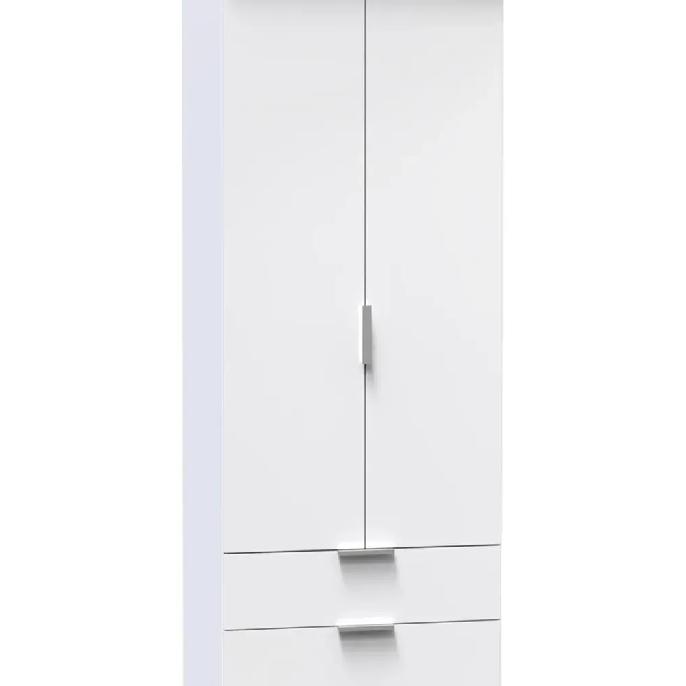 Plymouth 2 Door 2 Drawer Tall Wardrobe - White