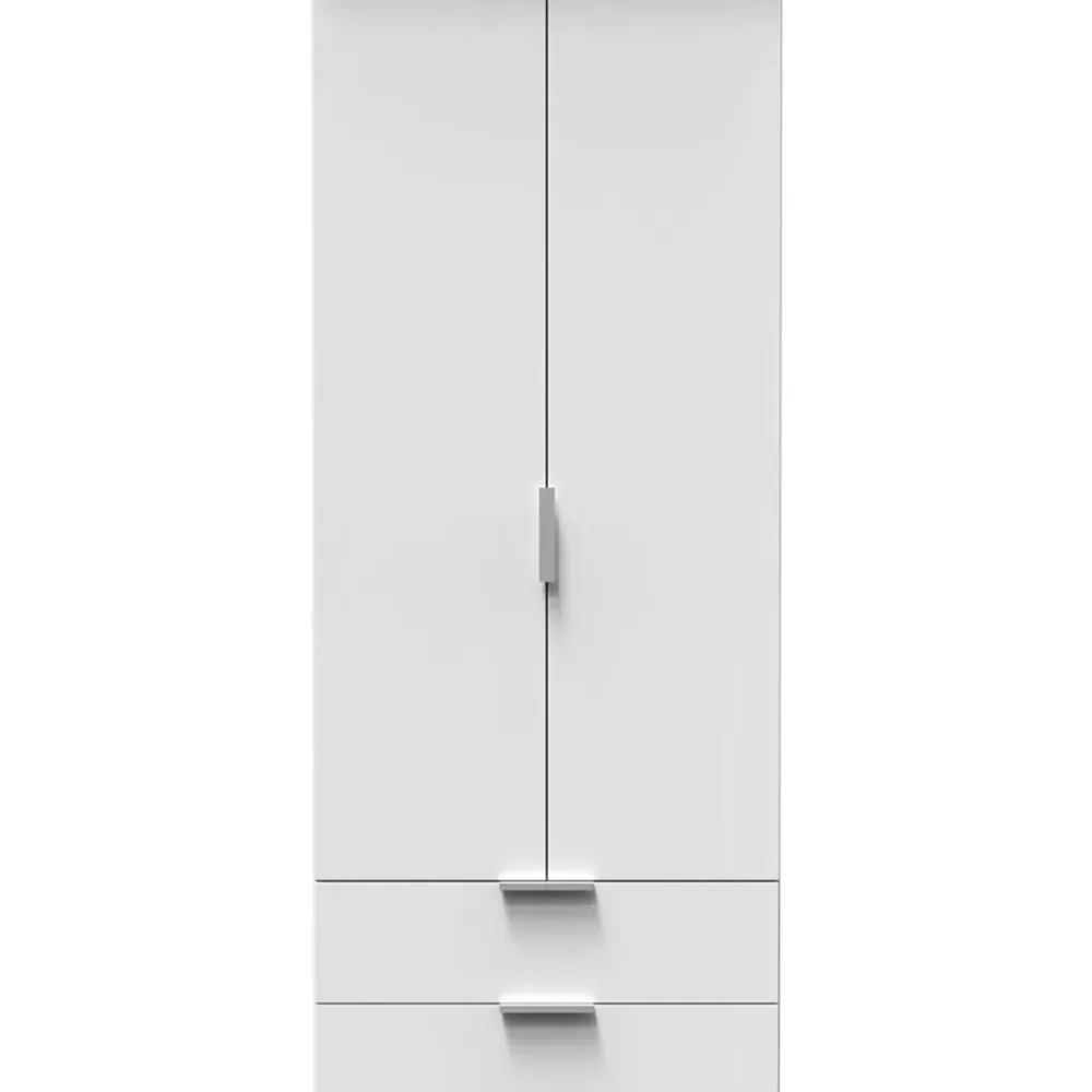 Plymouth 2 Door 2 Drawer Tall Wardrobe - White