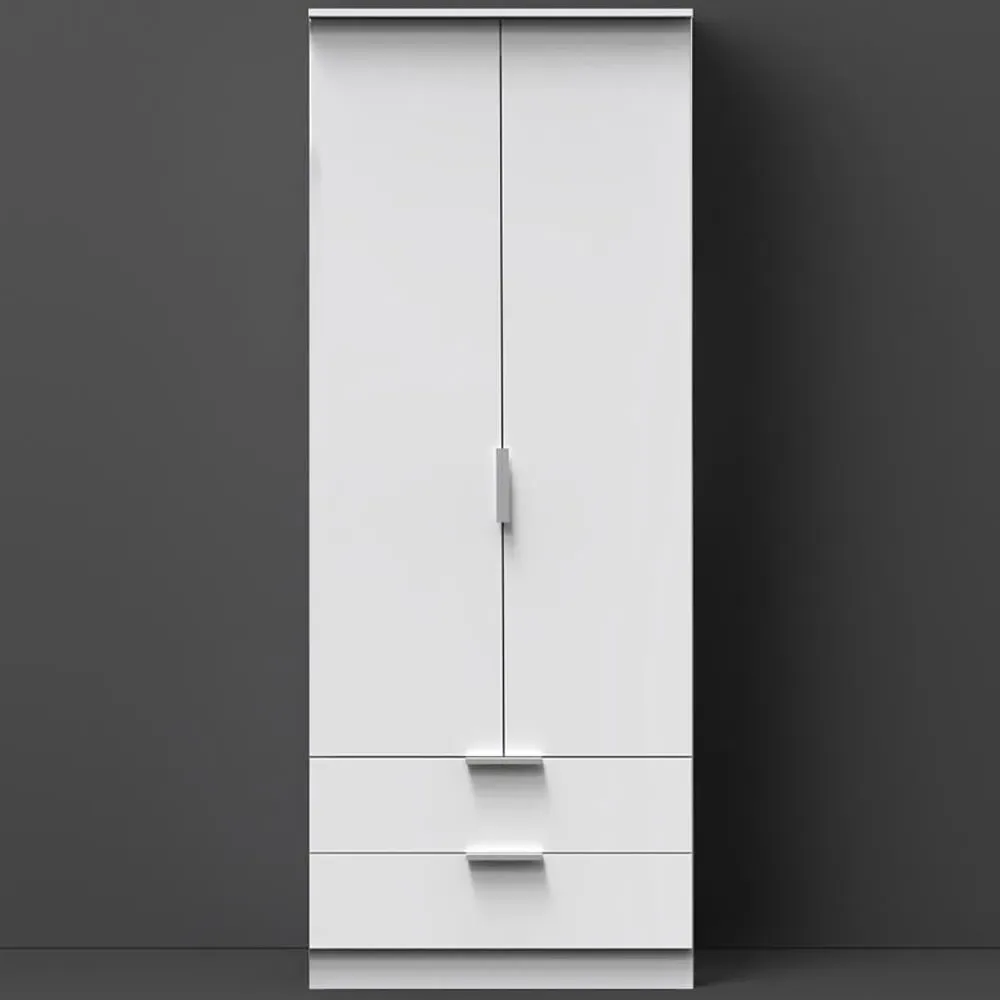 Plymouth 2 Door 2 Drawer Tall Wardrobe - White