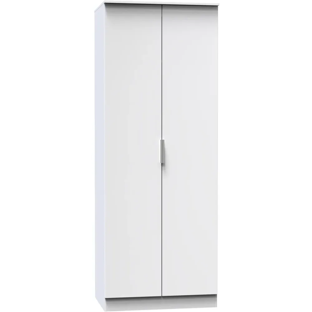 Plymouth 2 Door Tall Wardrobe - White