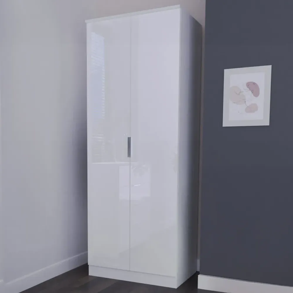 Plymouth 2 Door Tall Wardrobe - White
