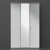 Plymouth 3 Door Tall Mirrored Wardrobe - Grey
