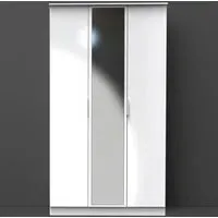 Plymouth 3 Door Tall Mirrored Wardrobe - White