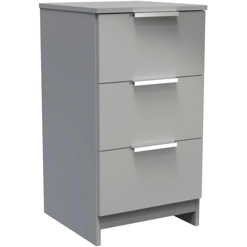Plymouth 3 Drawer Bedside Cabinet - Grey