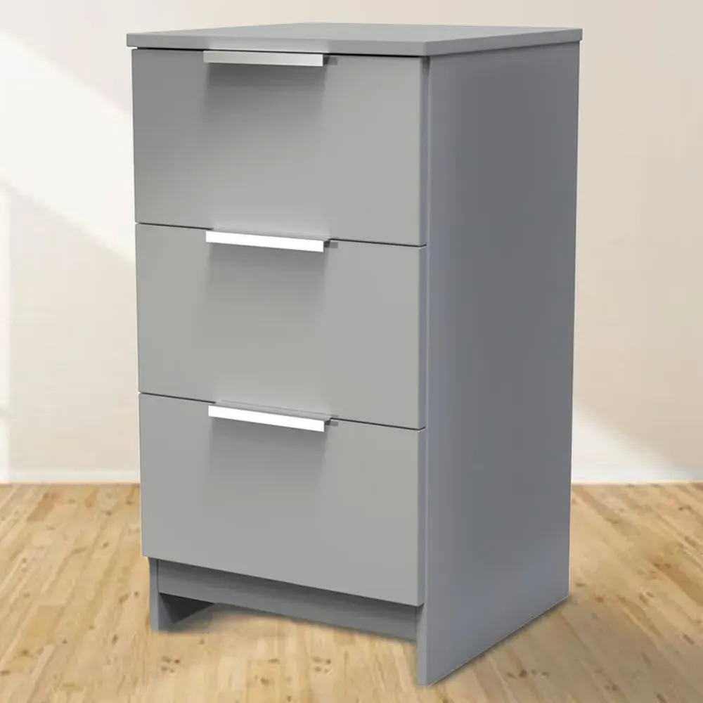 Plymouth 3 Drawer Bedside Cabinet - Grey image