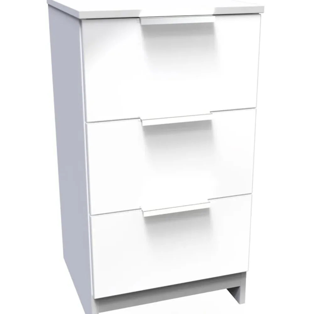 Plymouth 3 Drawer Bedside Cabinet - White