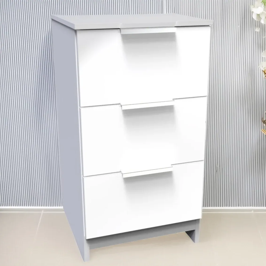 Plymouth 3 Drawer Bedside Cabinet - White image