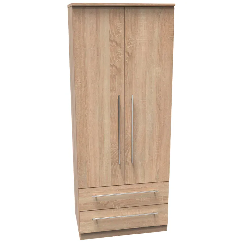 Sherwood 2 Door 2 Drawer Double Wardrobe - Brown, Bardolino Oak