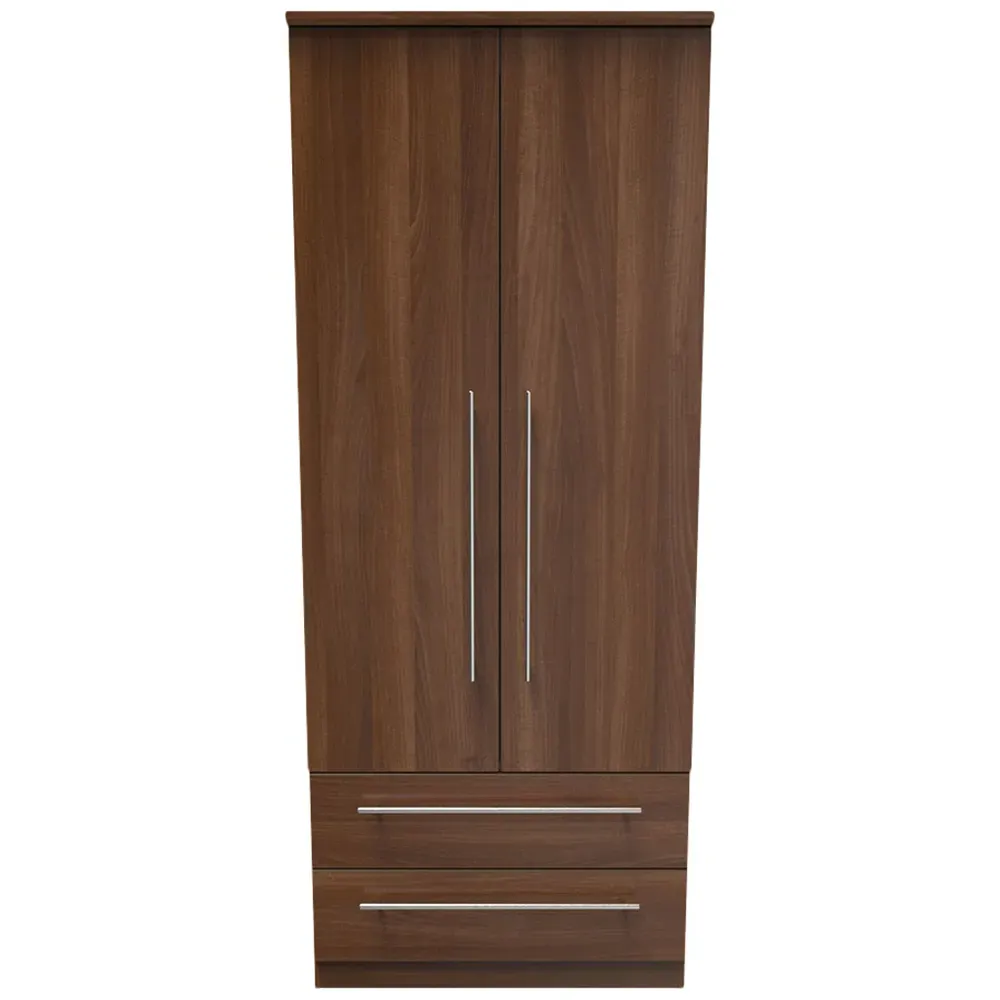 Sherwood 2 Door 2 Drawer Wardrobe - Brown, Walnut