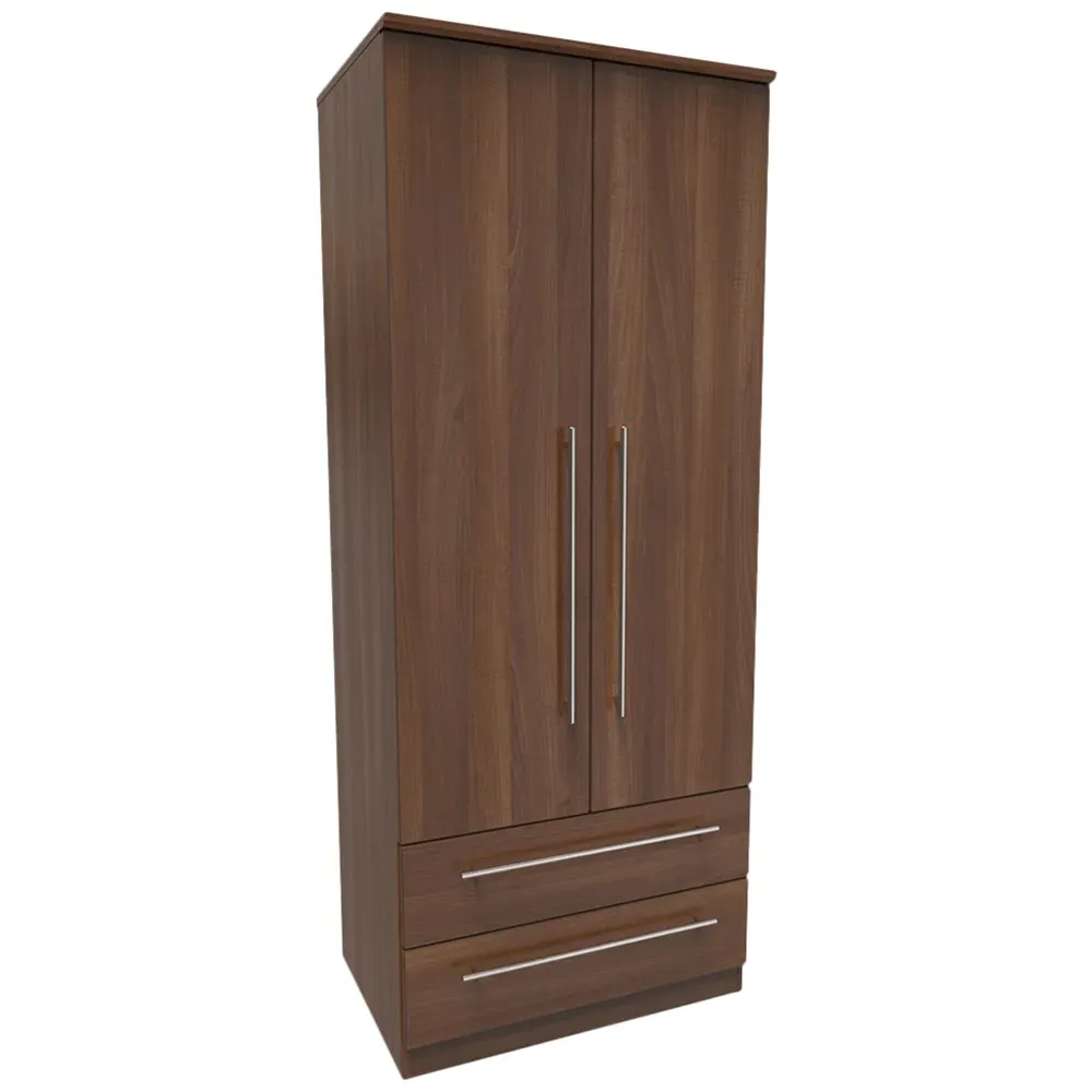Sherwood 2 Door 2 Drawer Wardrobe - Brown, Walnut