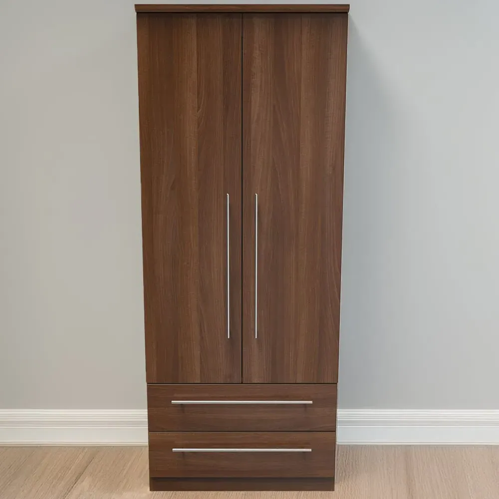 Sherwood 2 Door 2 Drawer Wardrobe - Brown, Walnut