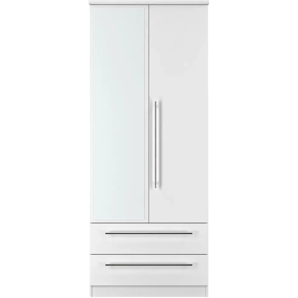 Sherwood 2 Door 2 Drawer Wardrobe with Mirror - White