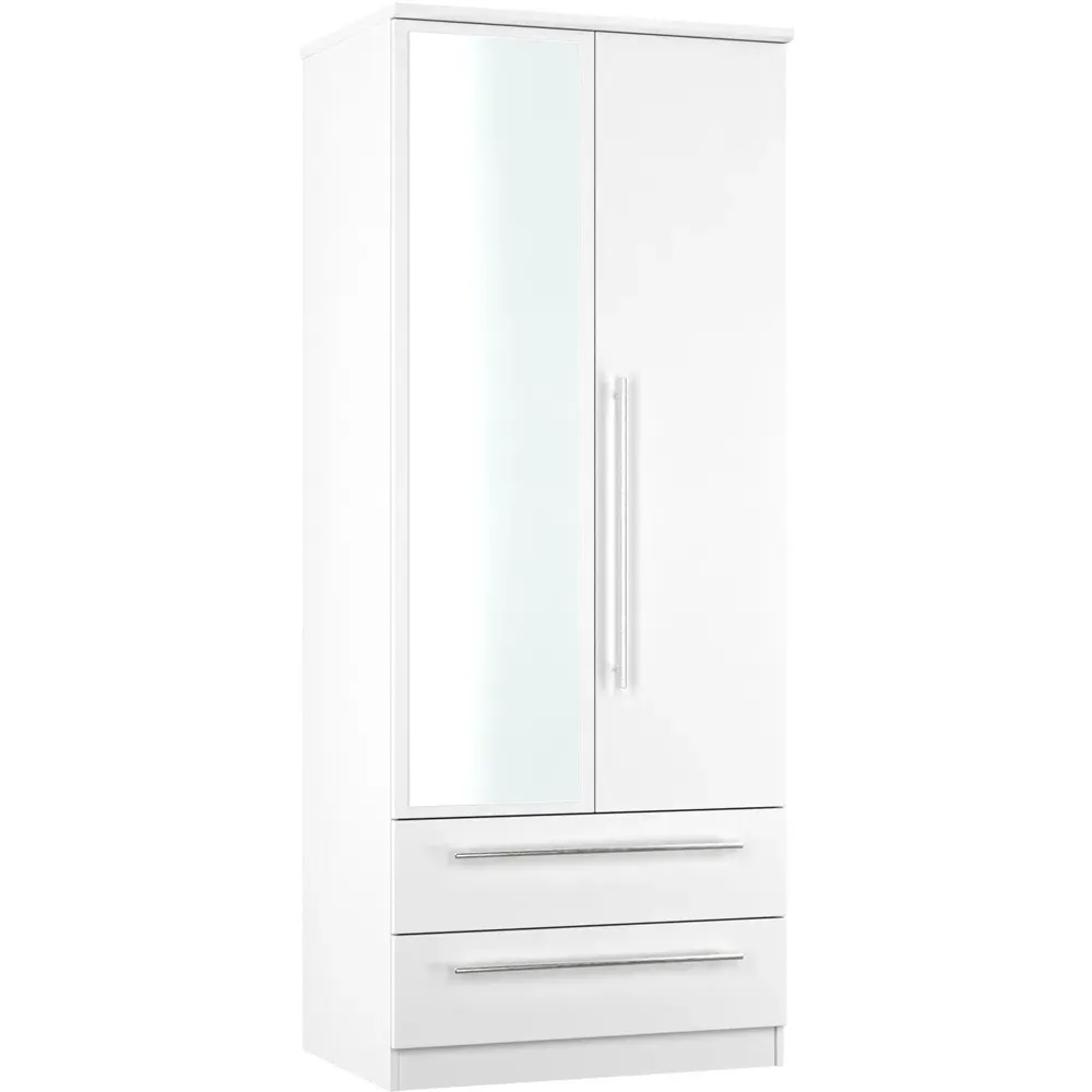 Sherwood 2 Door 2 Drawer Wardrobe with Mirror - White