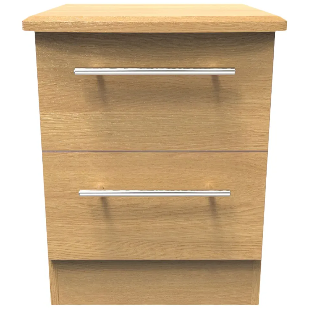 Sherwood 2 Drawer Compact Bedside Cabinet - Brown, Oak