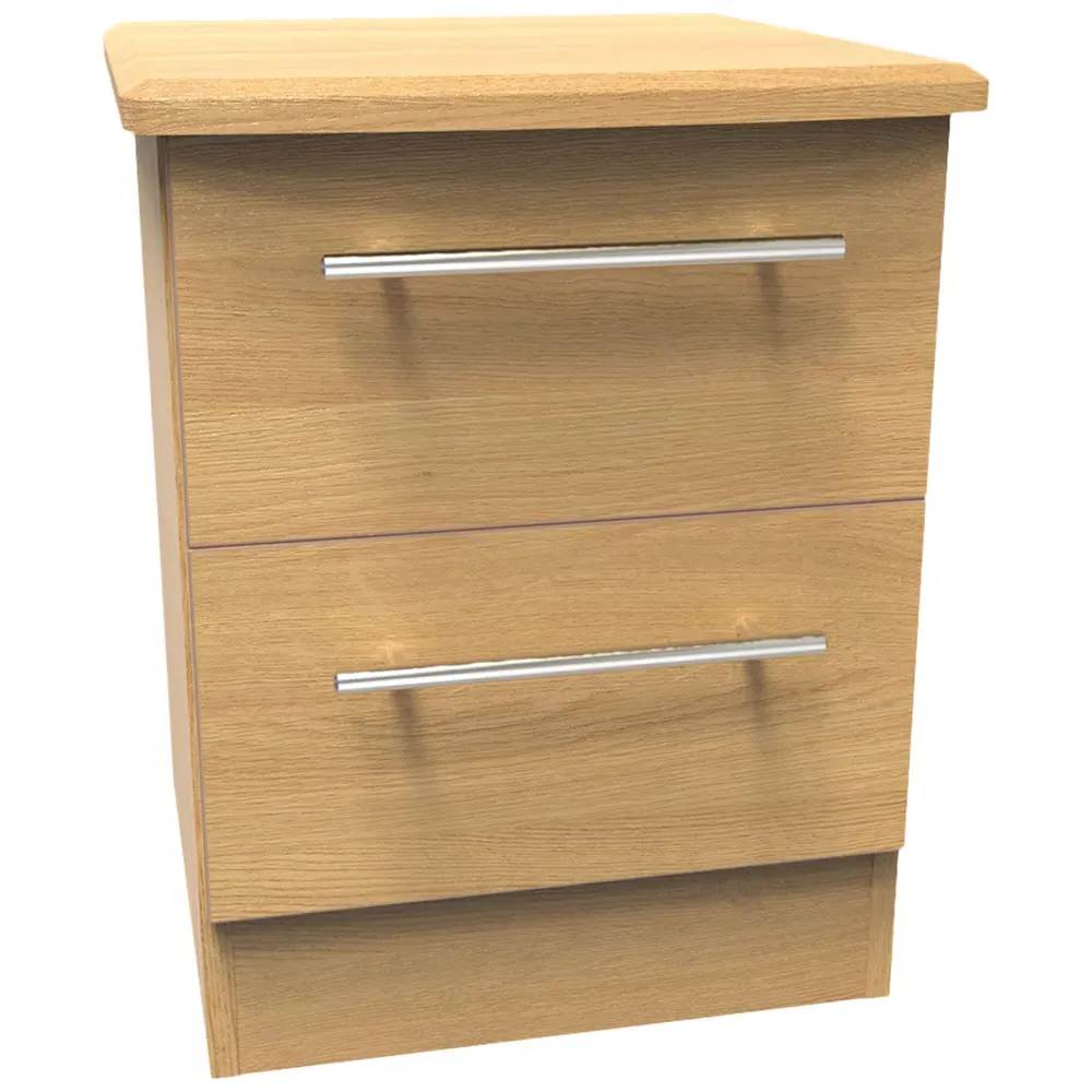 Sherwood 2 Drawer Compact Bedside Cabinet - Brown, Oak