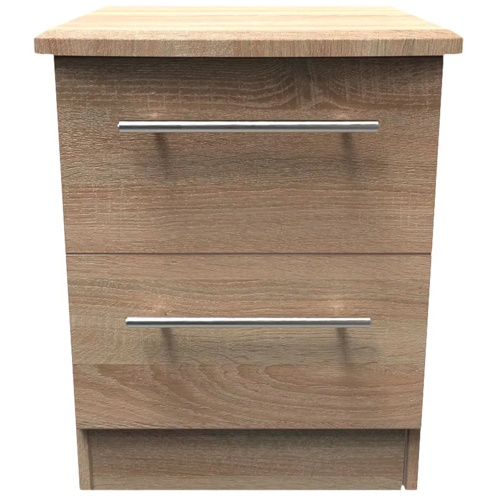 Sherwood 2 Drawer Compact Bedside Cabinet - Brown, Oak