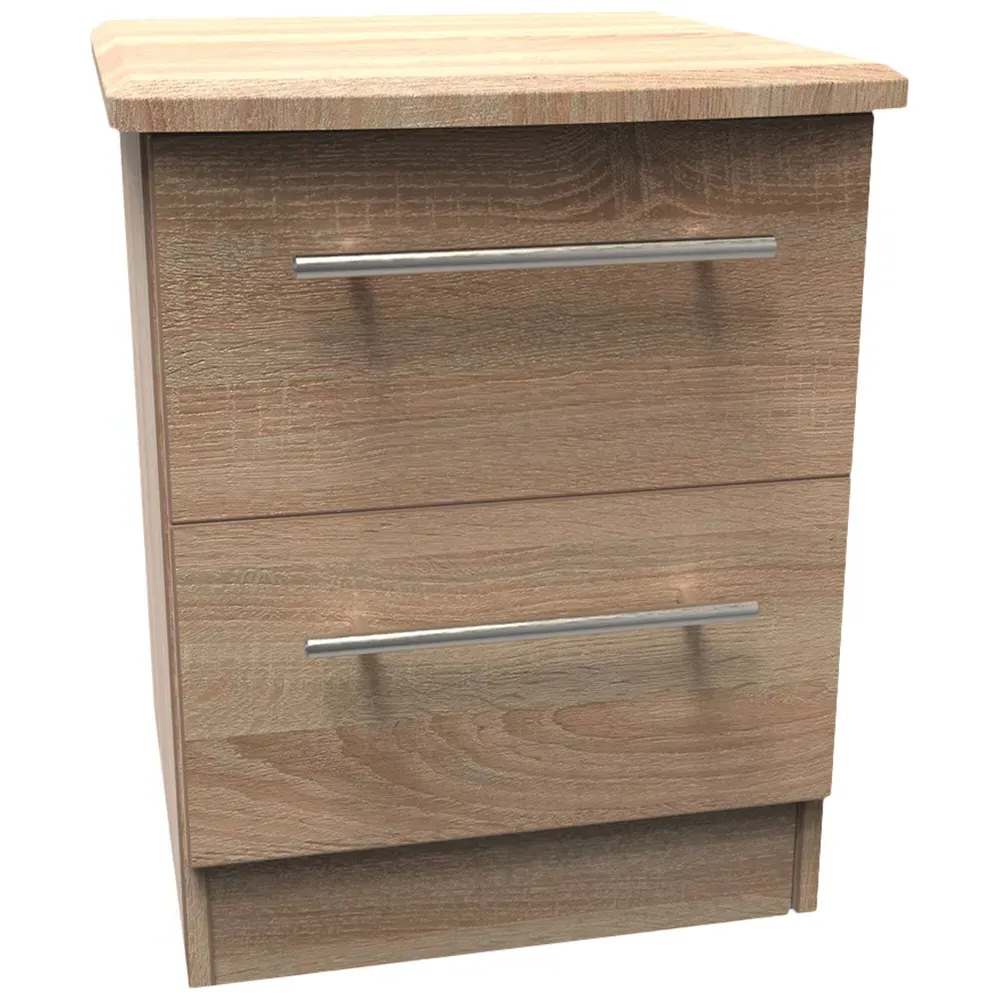 Sherwood 2 Drawer Compact Bedside Cabinet - Brown, Oak